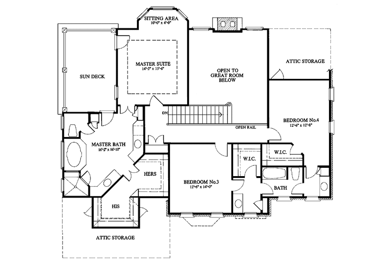 Home Plan - Floor Plan - Upper Floor for Colonial House Plan #429-69 - 4 bed, 3 bath