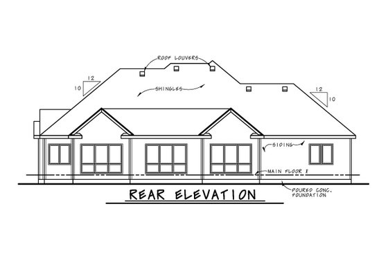 Exterior - Rear Elevation for European House Plan #20-2451 - 3 bed, 3.5 bath