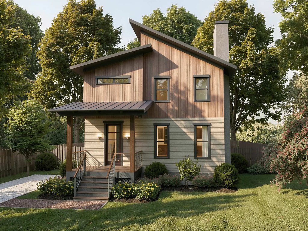 Exterior - Front Elevation 2 for Modern House Plan #79-316 - 3 bed, 2.5 bath