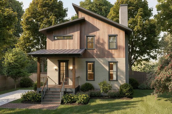 Exterior - Front Elevation for Modern House Plan #79-316 - 3 bed, 2.5 bath