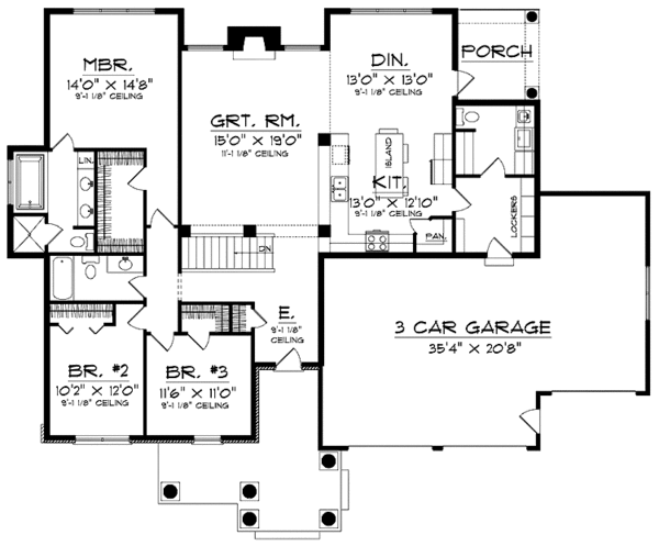 House Blueprint - Classical Floor Plan - Main Floor Plan #70-1376
