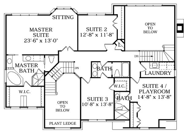 House Design - Traditional Floor Plan - Upper Floor Plan #453-355