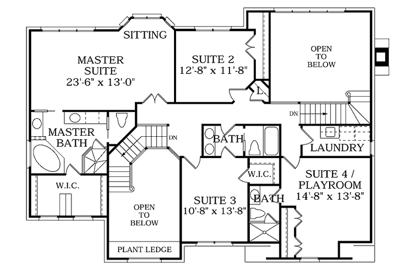 Home Plan - Floor Plan - Upper Floor for Traditional House Plan #453-355 - 4 bed, 3.5 bath