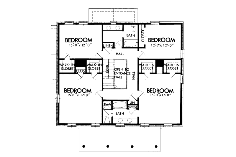 Dream House Plan - Floor Plan - Upper Floor for Classical House Plan #320-774 - 4 bed, 3.5 bath