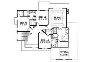 Floor Plan - Upper Floor for Traditional House Plan #67-833 - 4 bed, 3 bath
