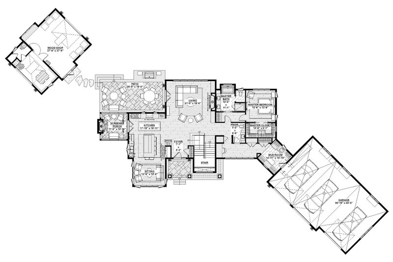 House Blueprint - Floor Plan - Main Floor for Craftsman House Plan #928-335 - 3 bed, 2.5 bath