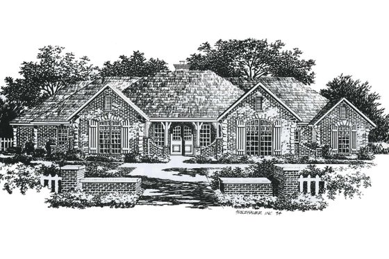 Exterior - Front Elevation for European House Plan #310-810 - 3 bed, 2 bath