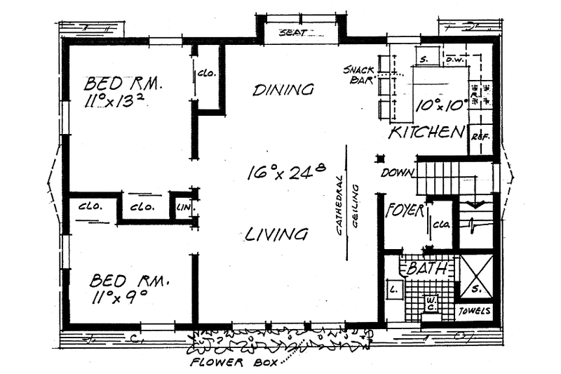 House Blueprint - Floor Plan - Upper Floor for Colonial House Plan #315-126 - 2 bed, 1 bath