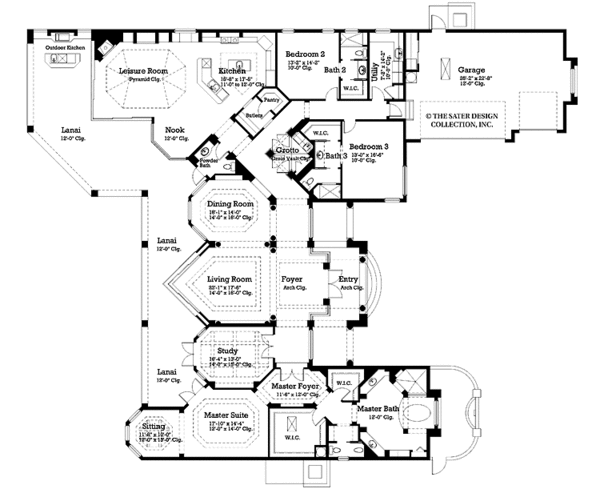 Architectural House Design - Mediterranean Floor Plan - Main Floor Plan #930-188