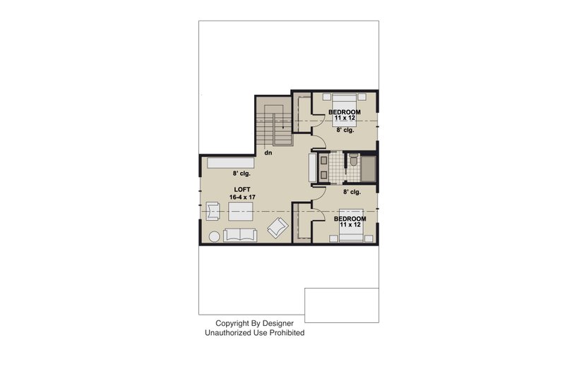 Architectural House Design - Floor Plan - Upper Floor for Traditional House Plan #51-1550 - 4 bed, 3 bath