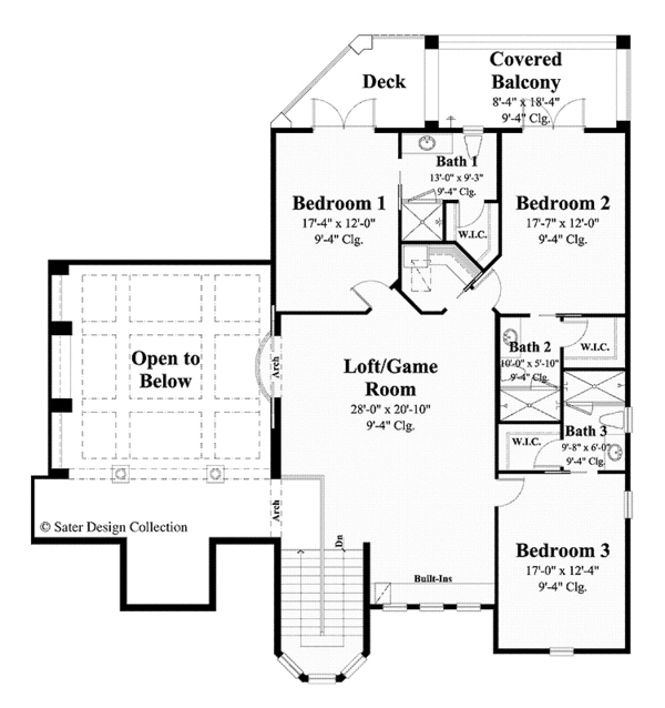 House Plan Design - Mediterranean Floor Plan - Upper Floor Plan #930-440