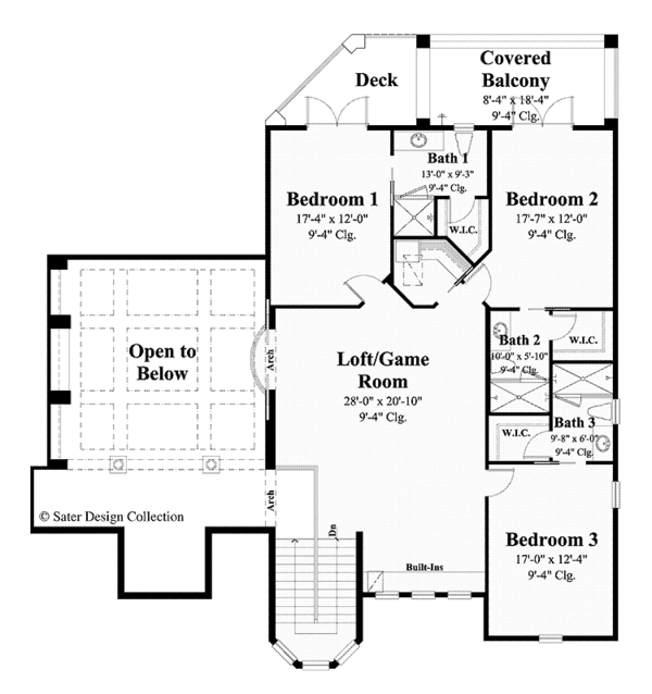 Mediterranean Floor Plan - Upper Floor Plan #930-440