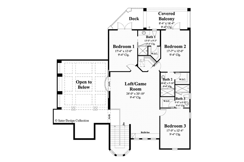 House Design - Floor Plan - Upper Floor for Mediterranean House Plan #930-440 - 5 bed, 5.5 bath