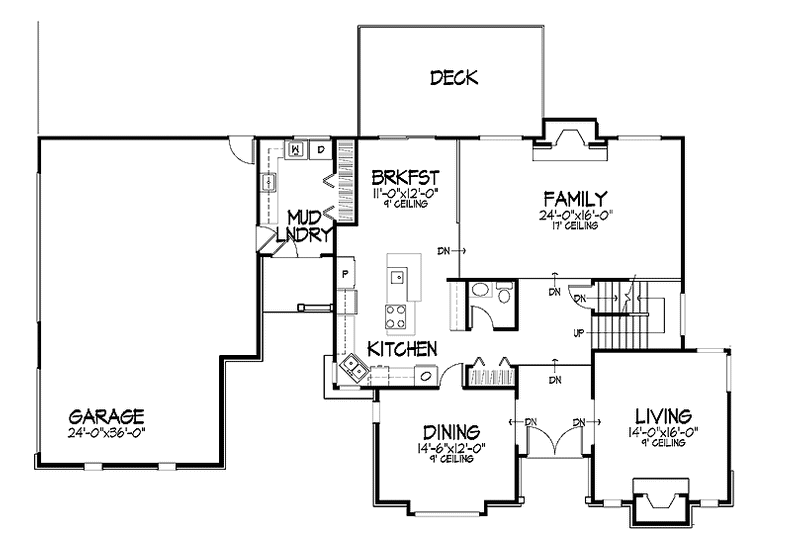 Home Plan - Floor Plan - Main Floor for Traditional House Plan #320-694 - 4 bed, 2.5 bath
