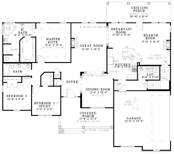 Home Plan - Country Floor Plan - Main Floor Plan #17-3020