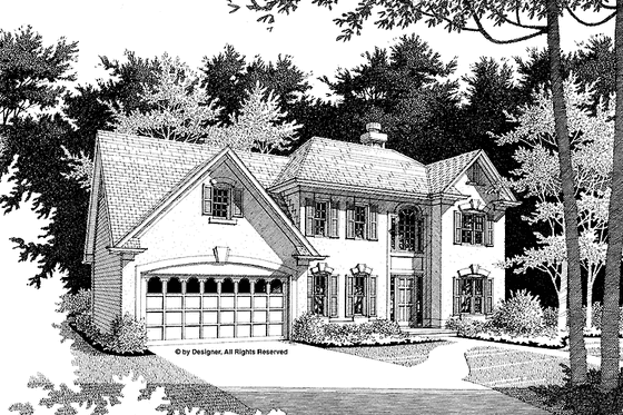 Exterior - Front Elevation 3 for Colonial House Plan #56-672 - 3 bed, 2.5 bath