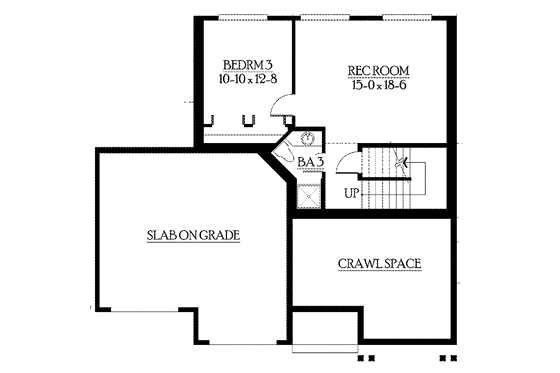 Floor Plan - Lower Floor for Prairie House Plan #132-262 - 4 bed, 3.5 bath