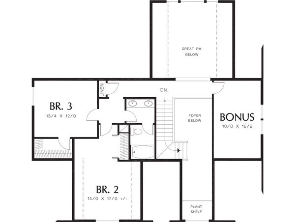 Craftsman Floor Plan - Upper Floor Plan #48-180
