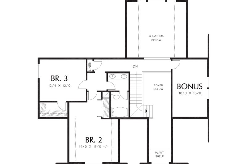 Dream House Plan - Floor Plan - Upper Floor for Craftsman House Plan #48-180 - 5 bed, 2.5 bath