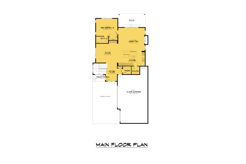 Dream House Plan - Floor Plan - Main Floor for Farmhouse House Plan #1066-249 - 5 bed, 4.5 bath