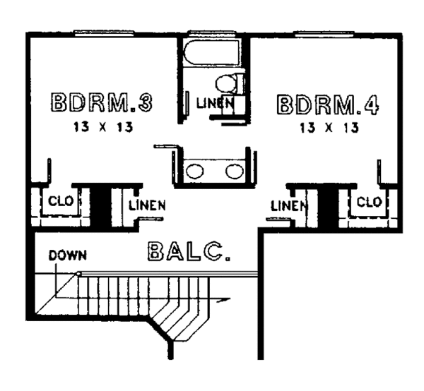 Architectural House Design - Traditional Floor Plan - Upper Floor Plan #974-32