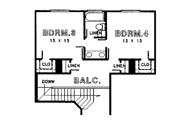 Dream House Plan - Floor Plan - Upper Floor for Traditional House Plan #974-32 - 3 bed, 3 bath