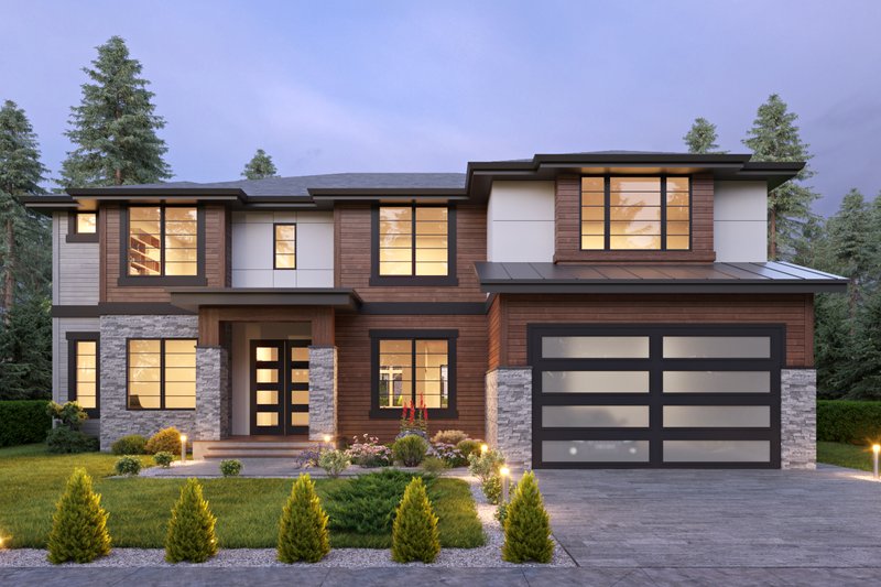 House Blueprint - Contemporary Exterior - Front Elevation Plan #1066-165