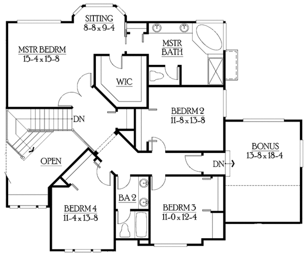 Dream House Plan - Craftsman Floor Plan - Upper Floor Plan #132-413