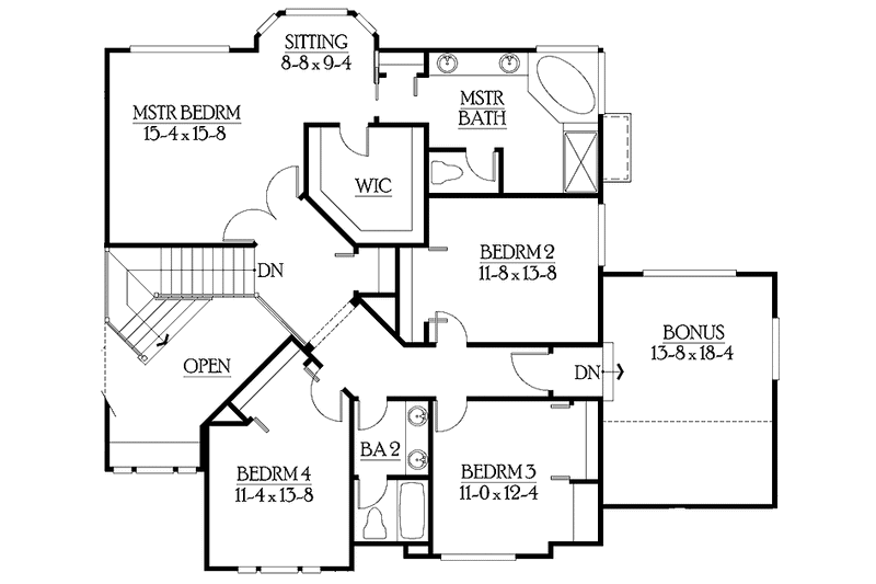 Home Plan - Floor Plan - Upper Floor for Craftsman House Plan #132-413 - 5 bed, 3.5 bath