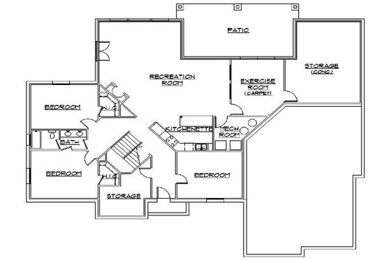 Floor Plan - Lower Floor for Traditional House Plan #5-324 - 6 bed, 3 bath