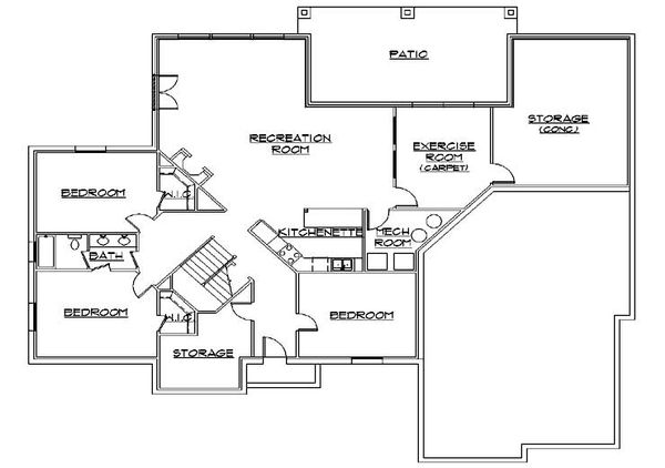 Architectural House Design - Traditional Floor Plan - Lower Floor Plan #5-324