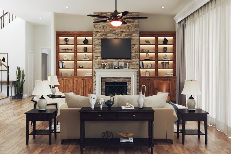 Home Plan - Interior - Family Room for Prairie House Plan #54-573 - 5 bed, 5.5 bath