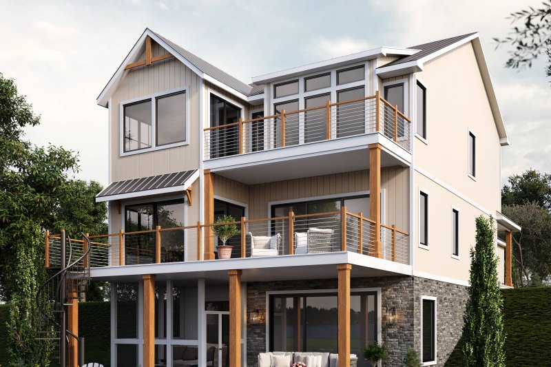 House Plan Design - Cottage Exterior - Rear Elevation Plan #1064-305