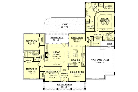 Floor Plan - Main Floor for European House Plan #430-153 - 4 bed, 2 bath