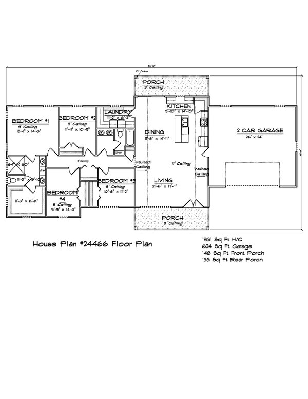 House Design - Ranch Floor Plan - Main Floor Plan #513-2259