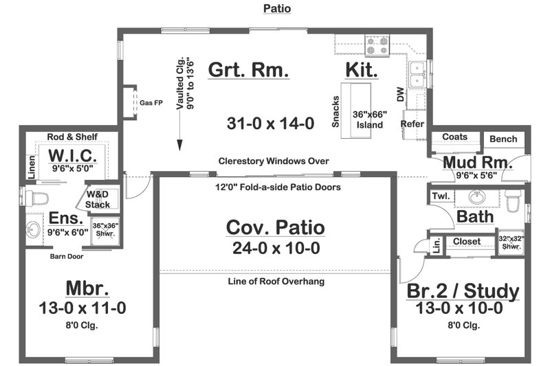 Architectural House Design - Floor Plan - Main Floor for Contemporary House Plan #126-249 - 2 bed, 2 bath