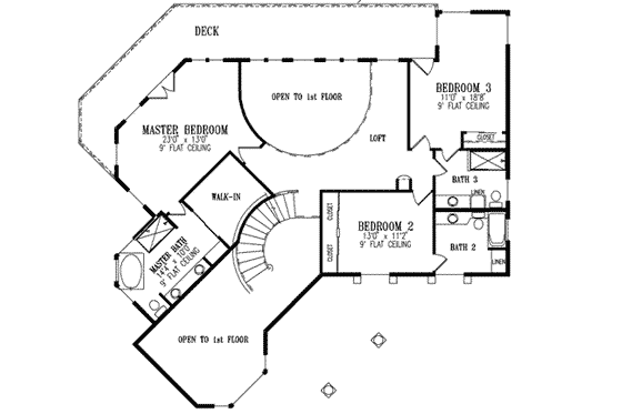 Floor Plan - Upper Floor for Adobe / Southwestern House Plan #1-819 - 4 bed, 4 bath