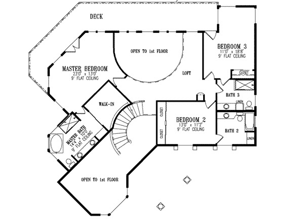 Adobe / Southwestern Floor Plan - Upper Floor Plan #1-819