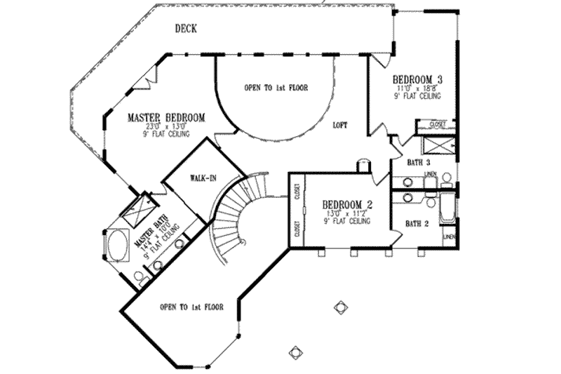 Home Plan - Floor Plan - Upper Floor for Adobe / Southwestern House Plan #1-819 - 4 bed, 4 bath