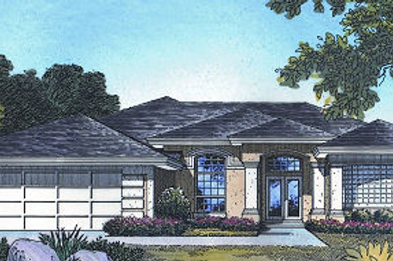 Exterior - Front Elevation for Mediterranean House Plan #417-249 - 4 bed, 3 bath