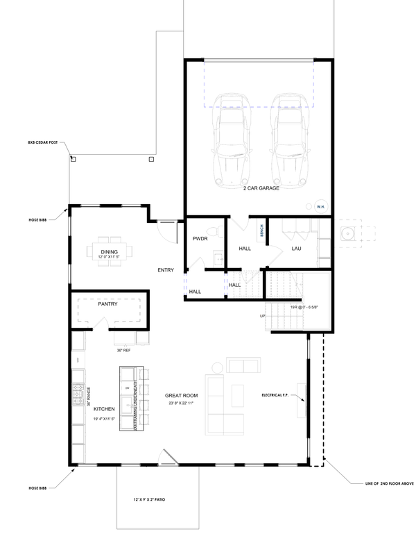 Home Plan - Floor Plan - Main Floor for Modern House Plan #1129-11 - 4 bed, 2.5 bath