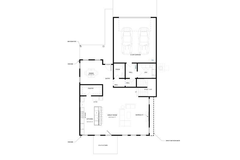 Home Plan - Floor Plan - Main Floor for Modern House Plan #1129-11 - 4 bed, 2.5 bath