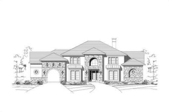 Exterior - Front Elevation for European House Plan #411-211 - 4 bed, 3 bath