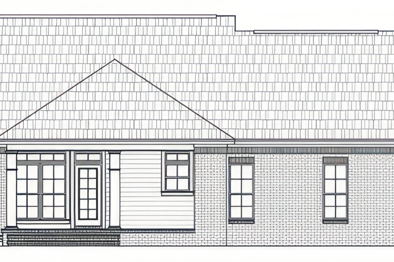 House Blueprint - Exterior - Rear Elevation for Ranch House Plan #21-636 - 3 bed, 2.5 bath