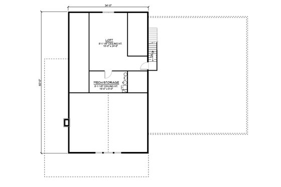 Floor Plan - Upper Floor for Barndominium House Plan #1064-148 - 3 bed, 2 bath