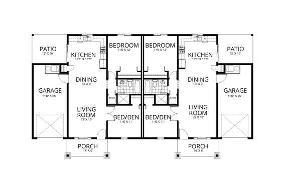 Floor Plan - Main Floor for Craftsman House Plan #112-249 - 2 bed, 1 bath
