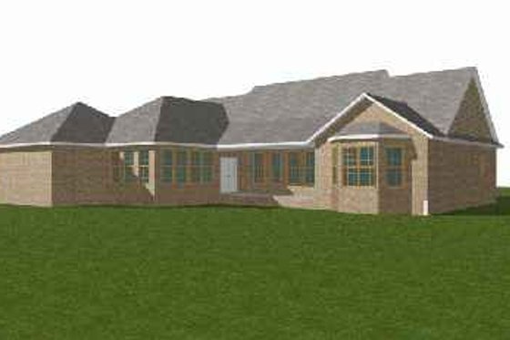 Exterior - Rear Elevation for Southern House Plan #63-104 - 3 bed, 2.5 bath