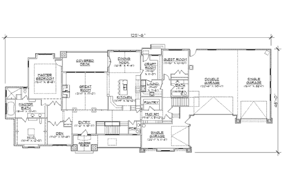 Floor Plan - Main Floor for Bungalow House Plan #5-464 - 4 bed, 4 bath