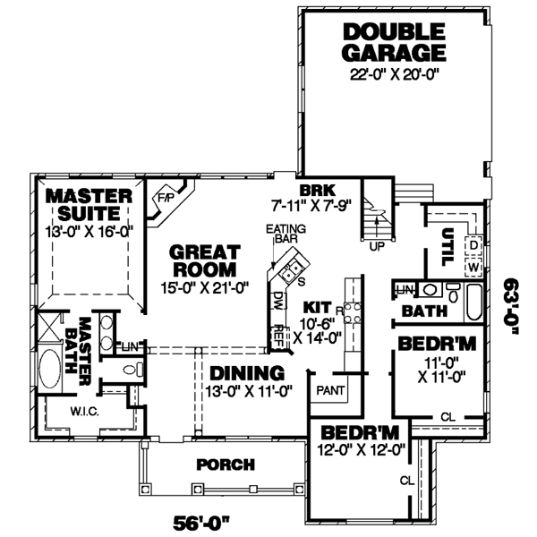Country Floor Plan - Main Floor Plan #34-167