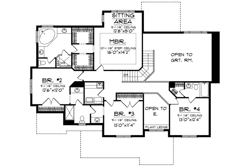 Home Plan - Floor Plan - Upper Floor for Traditional House Plan #70-635 - 4 bed, 3.5 bath